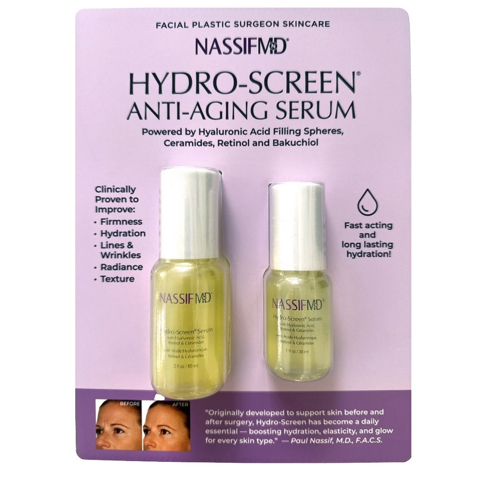 NassifMD Hydro-Screen Anti-Aging Serum 2 oz & 1oz – Brand New Sealed